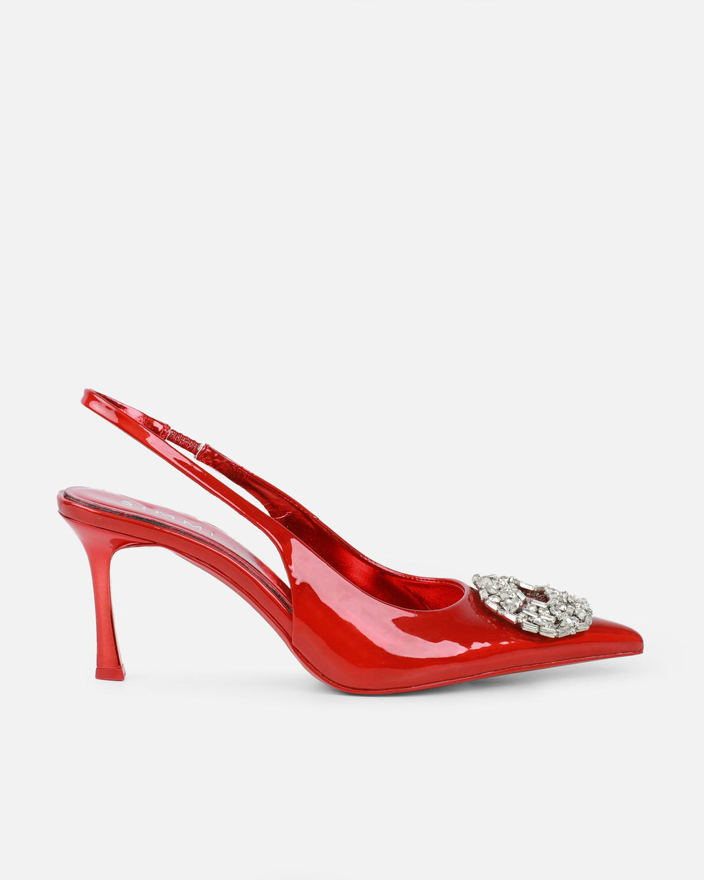 Lilliani Red Holographic Diamante Trim Sling Back Court Shoes