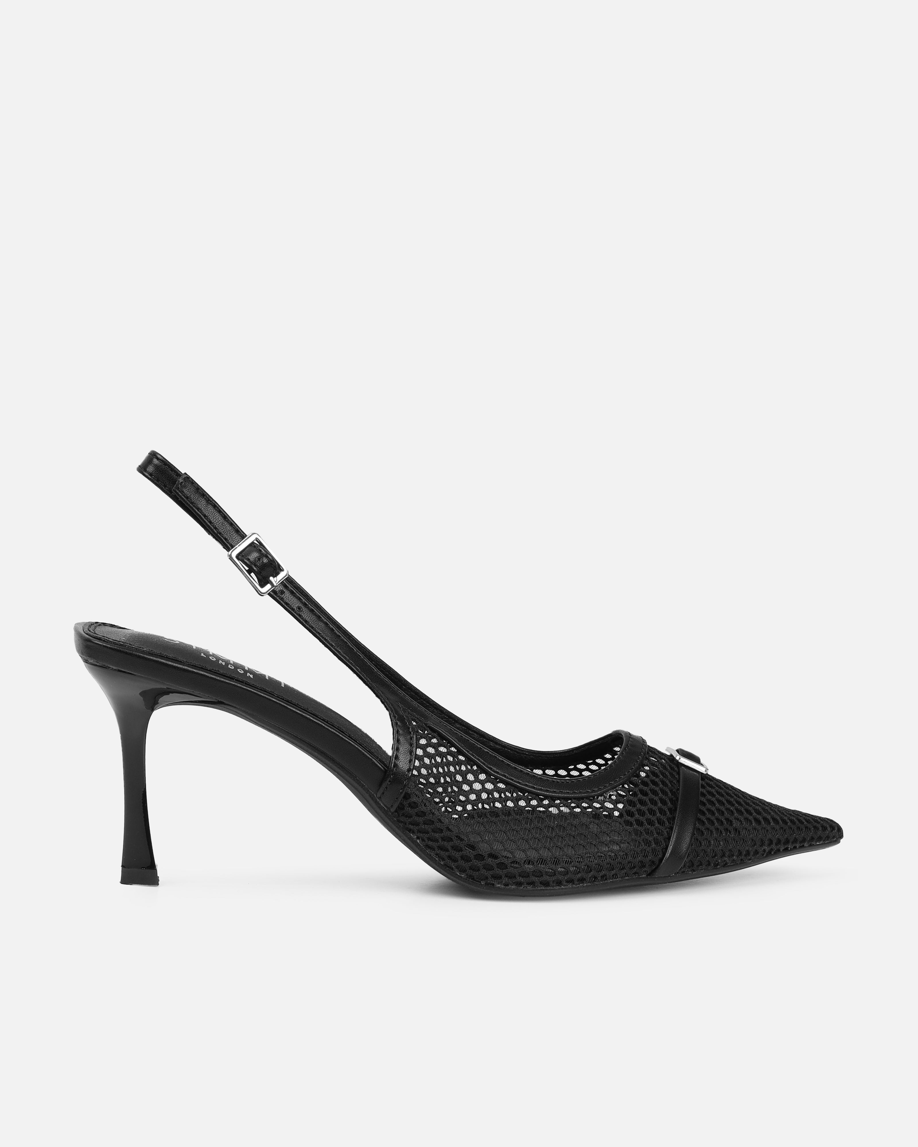 Lays Black Mesh Sling Back Court Shoes