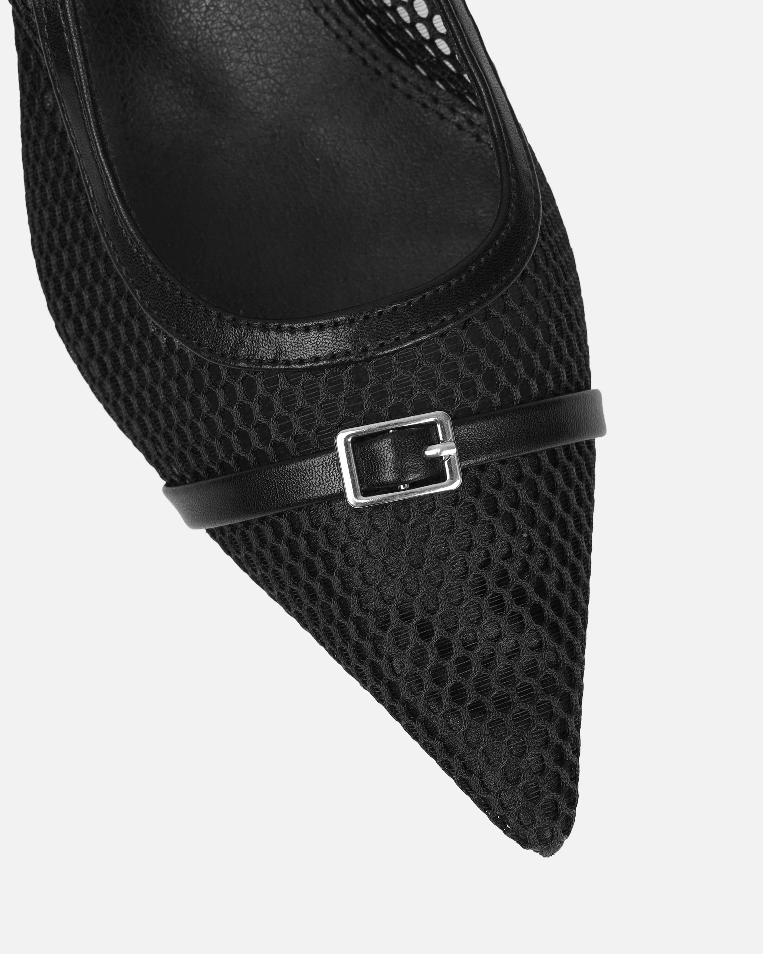 Lays Black Mesh Sling Back Court Shoes