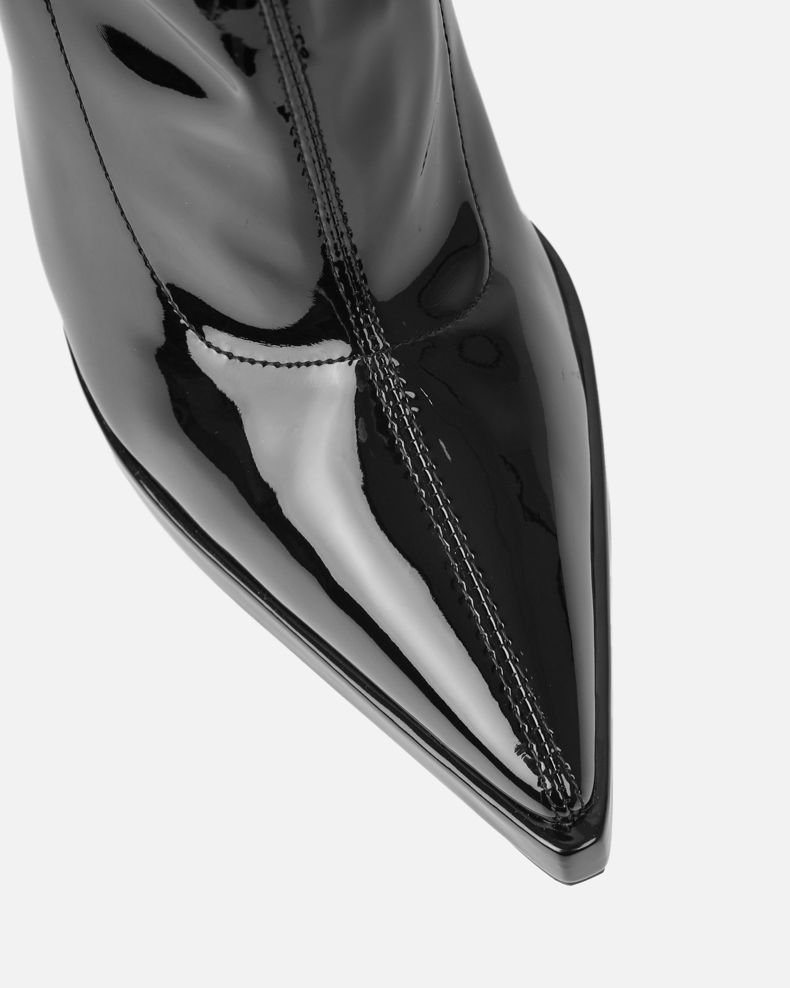 Lewin Black Patent Pointed Stiletto Ankle Boots