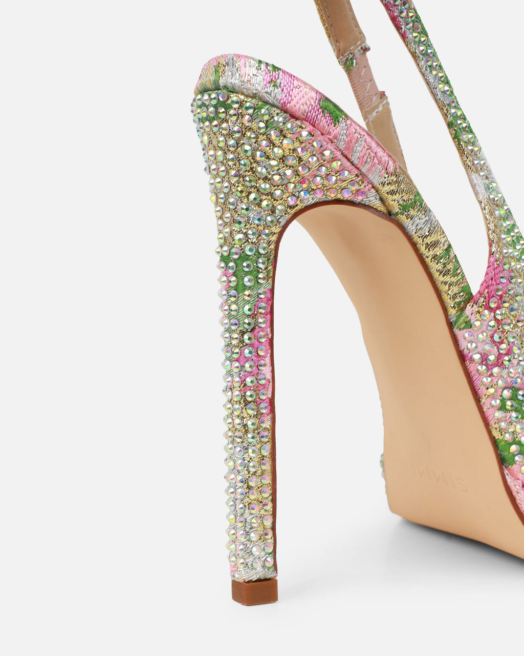 Dixiee Pink And Green Floral Droplet Slingback Court Shoes