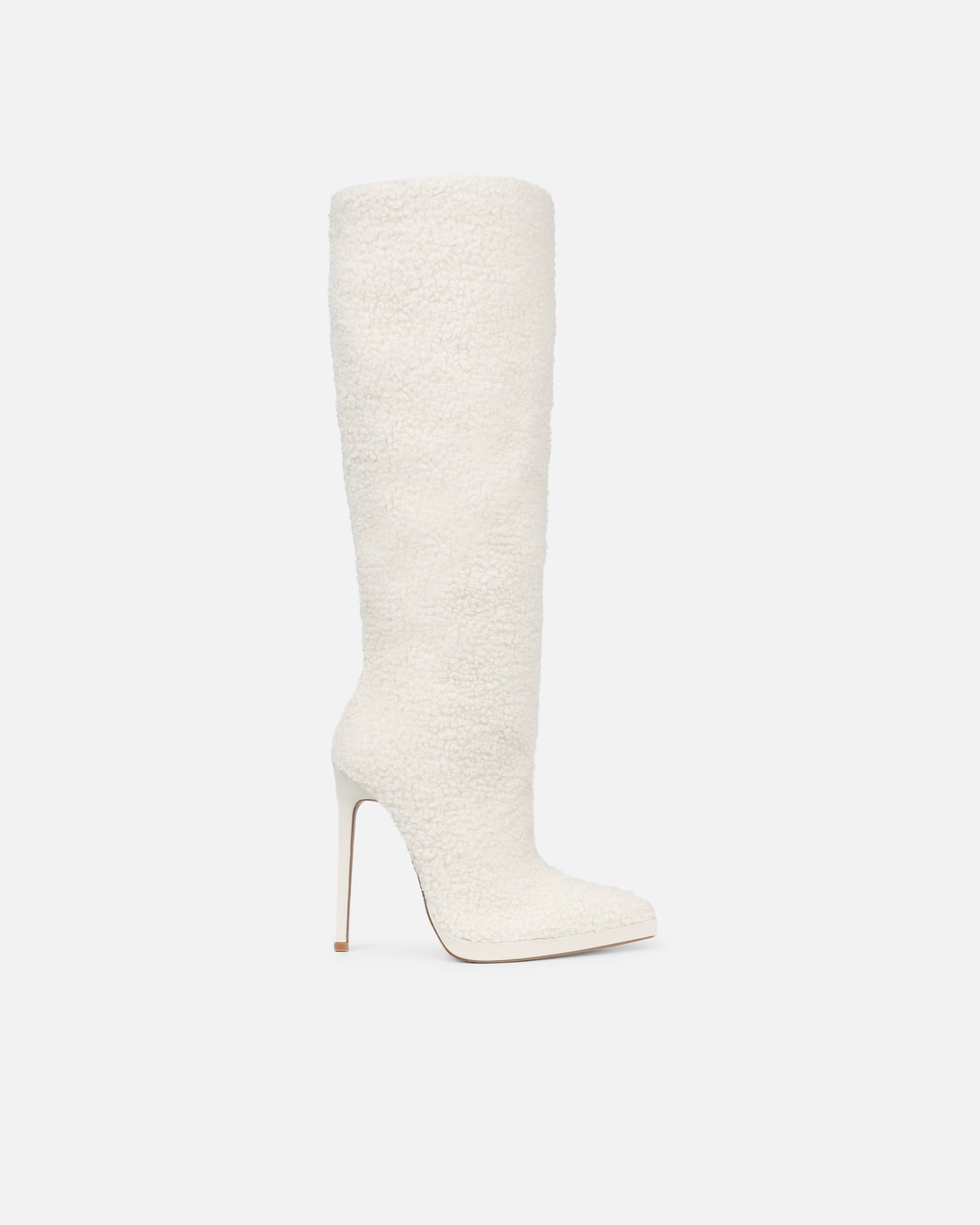 Hamilton Cream Borg Knee Boots