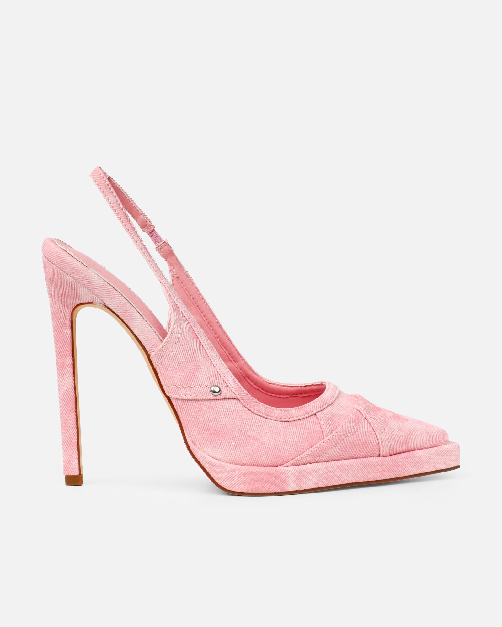 Nemy Pink Denim Sling Back Court Shoes