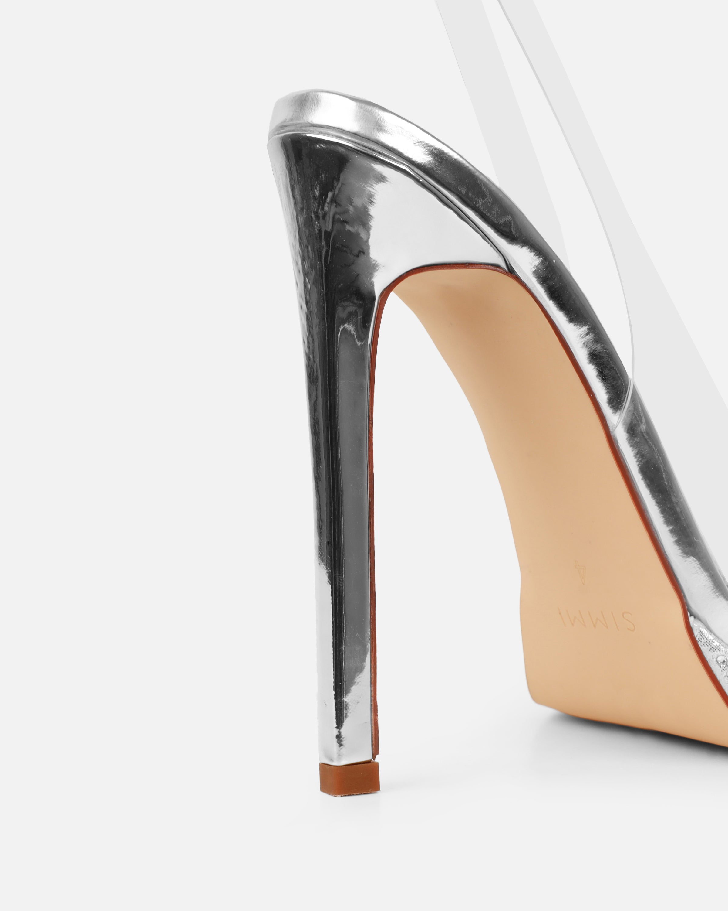 Nemy Silver Mirror Slingback Court Shoes