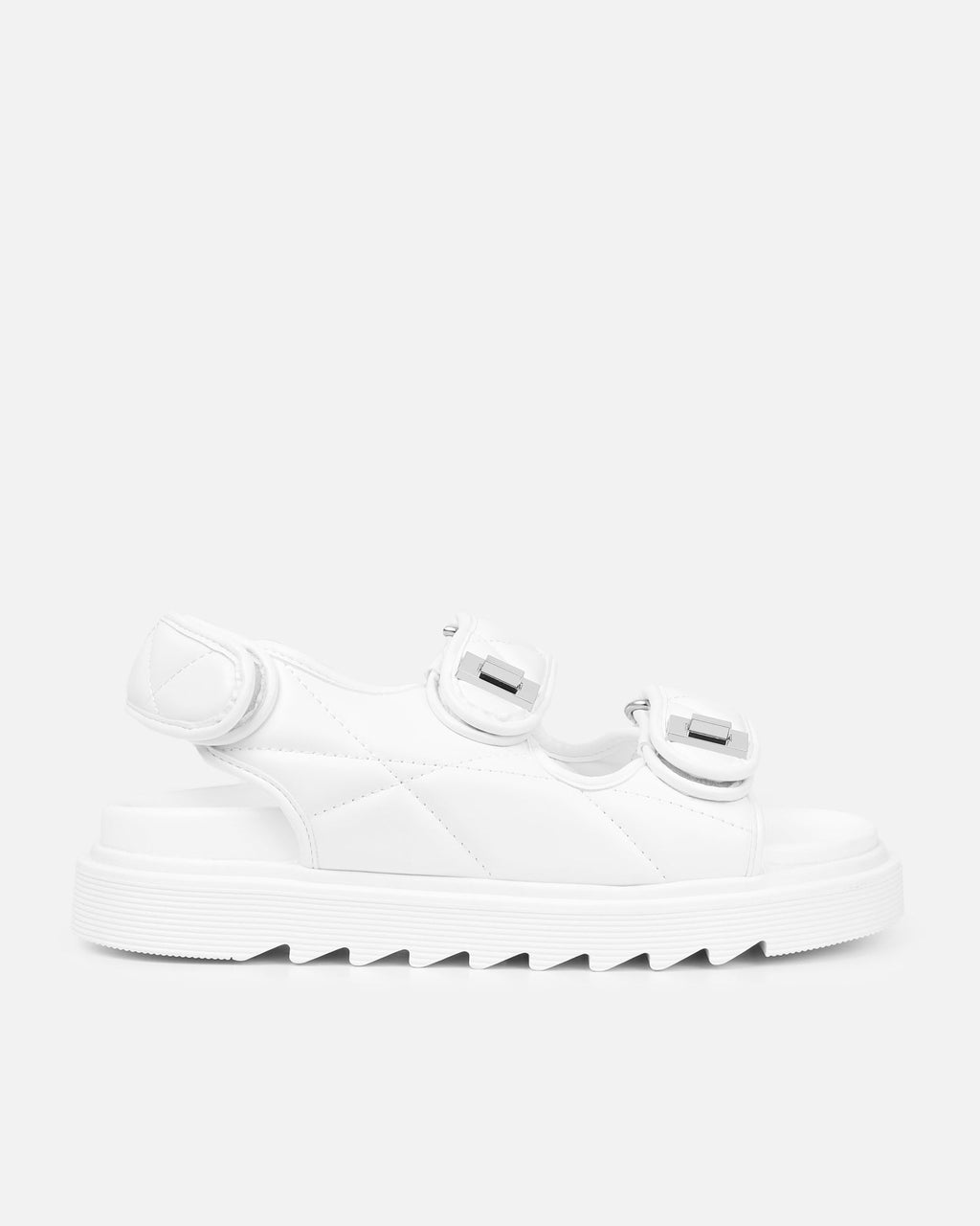 Eboni White Chunky Flat Sandals