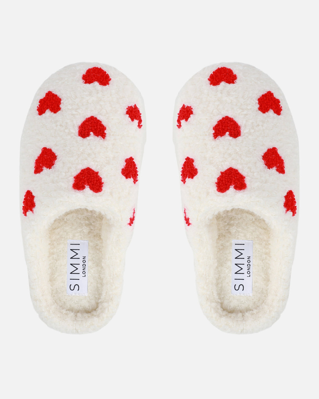 Loved Cream Heart Print Slippers
