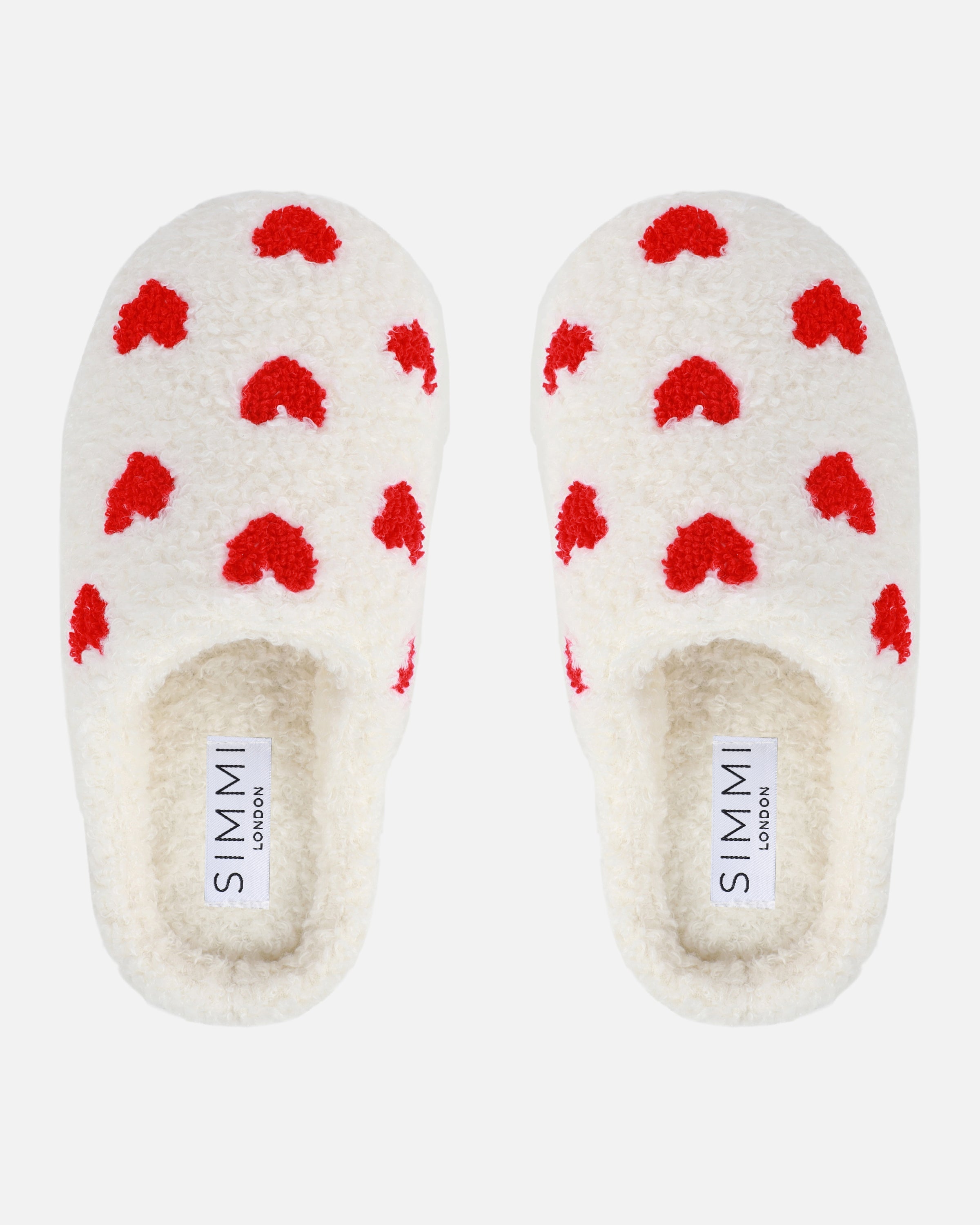 Loved Cream Heart Print Slippers
