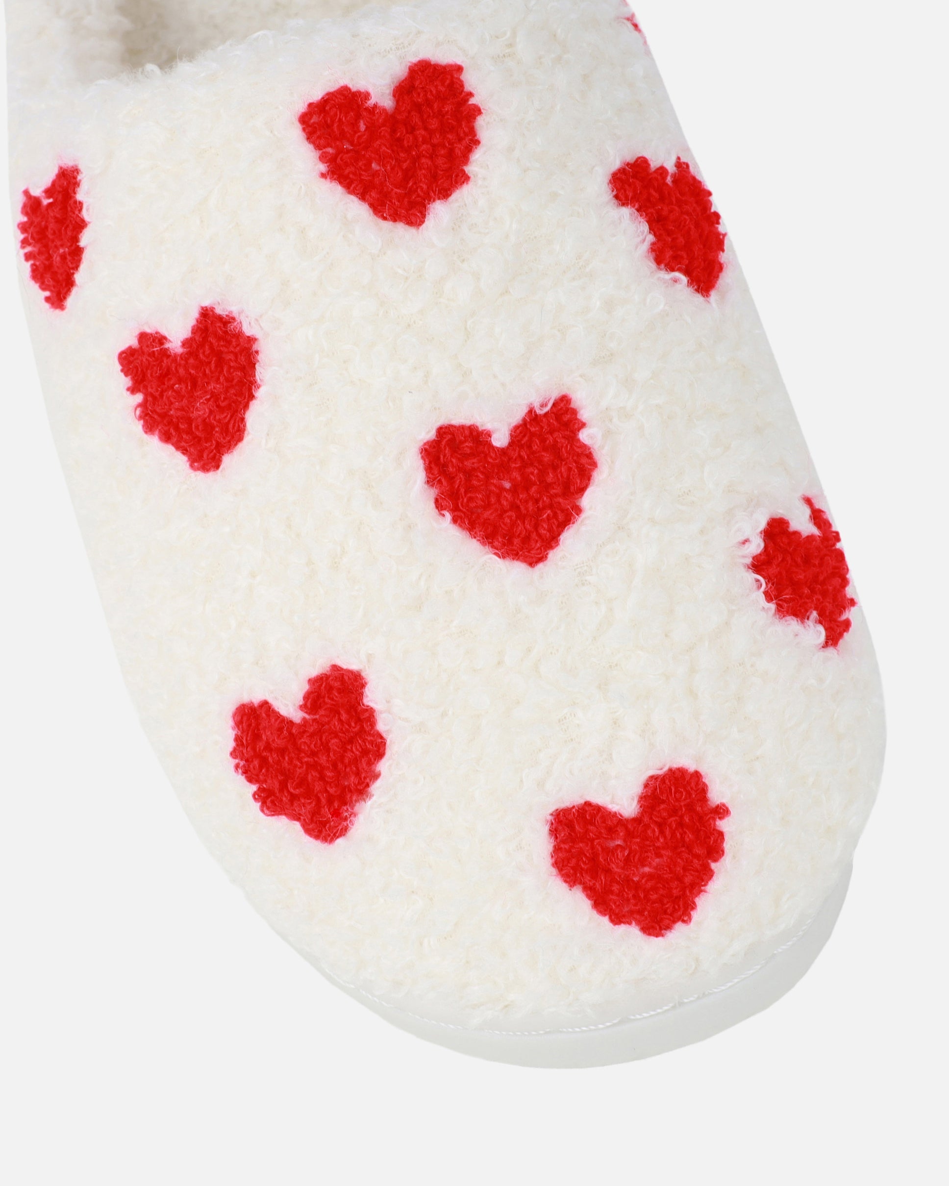 Loved Cream Heart Print Slippers