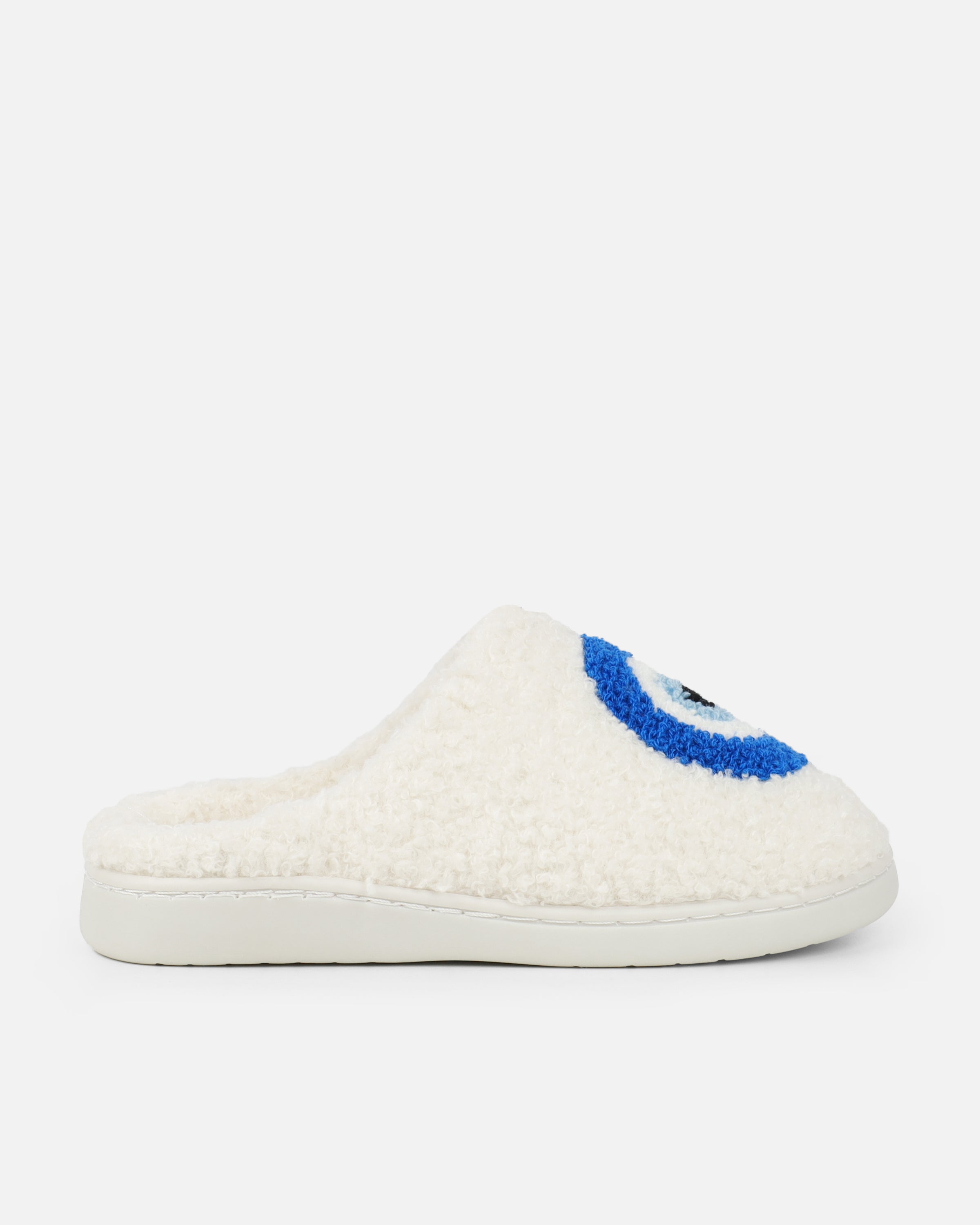 Lucky White Evil Eye Print Closed Toe Slippers