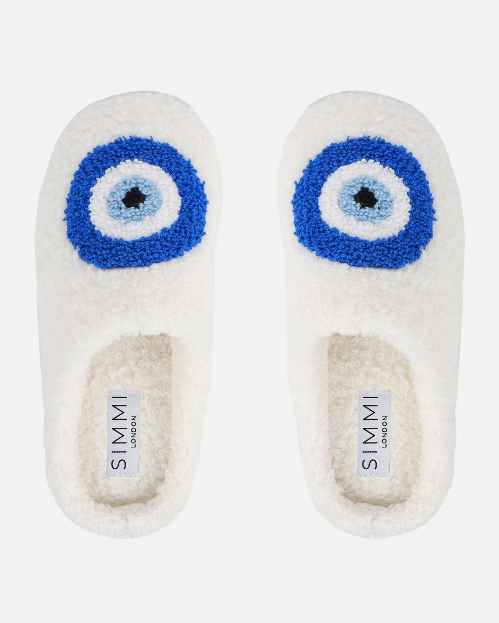 Lucky White Evil Eye Print Closed Toe Slippers