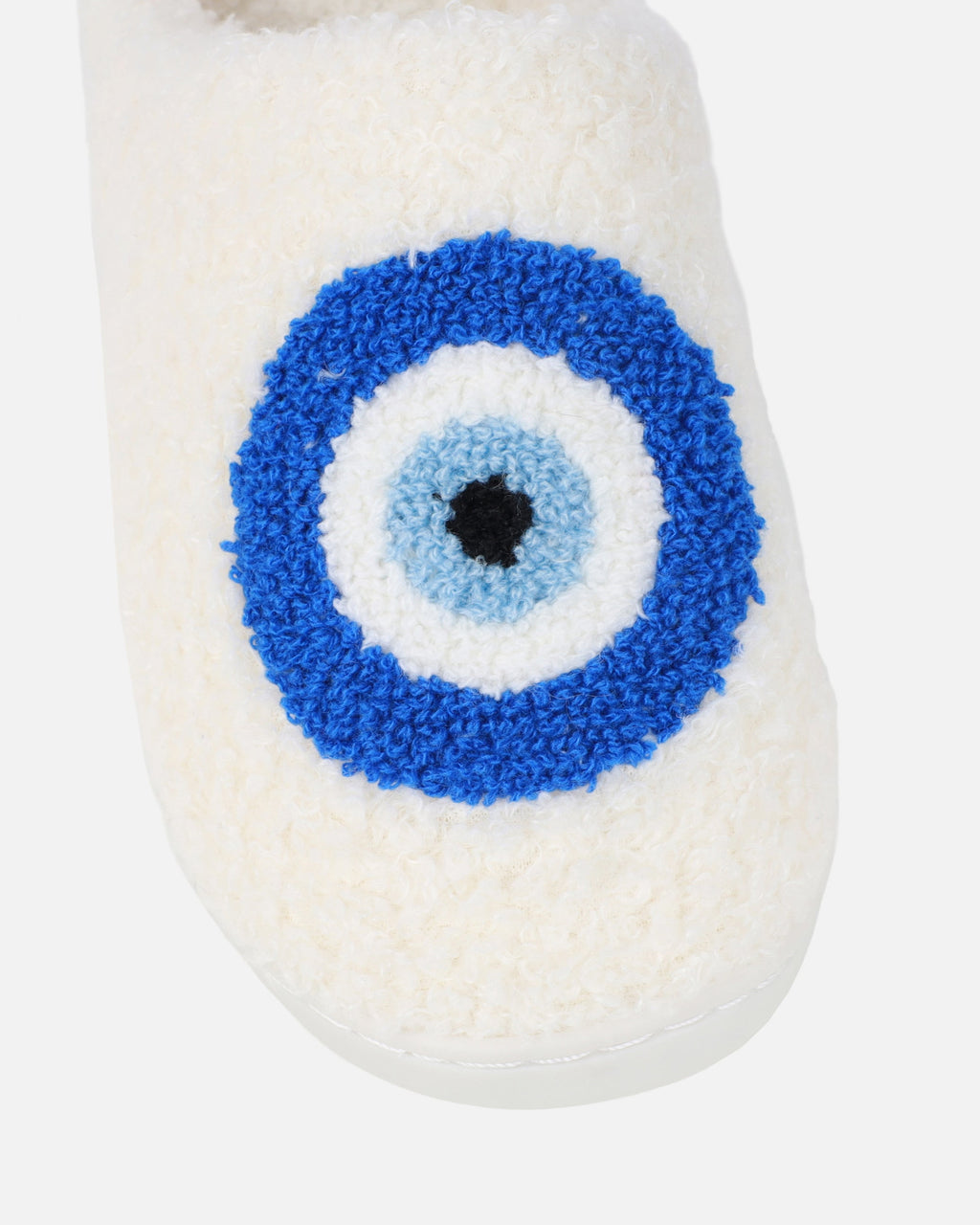 Lucky White Evil Eye Print Closed Toe Slippers