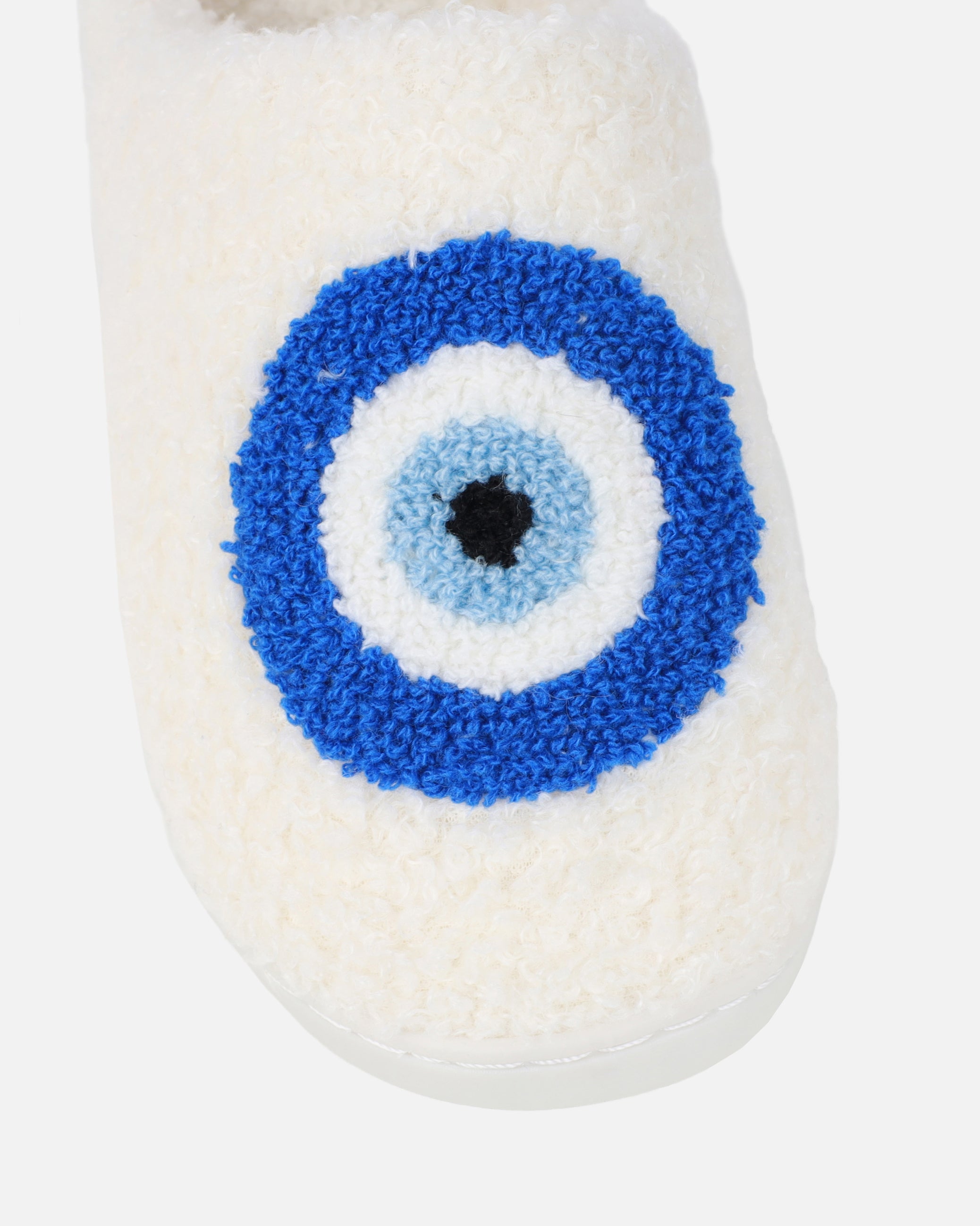 Lucky White Evil Eye Print Closed Toe Slippers