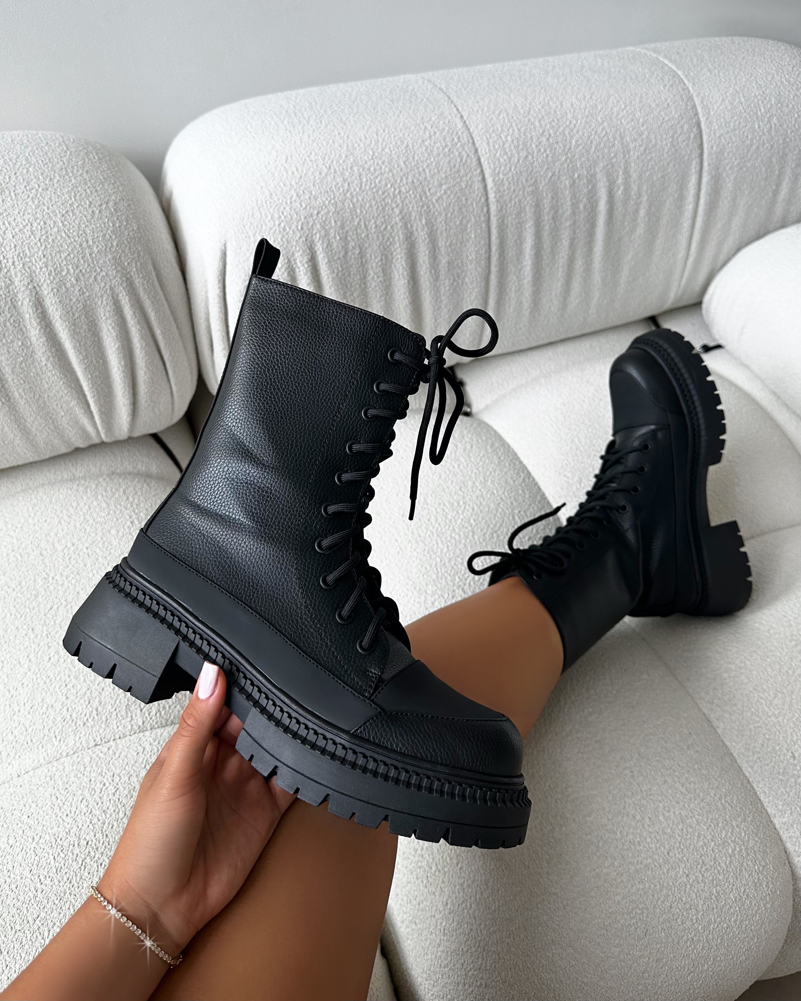 Luke Black Lace Up Chunky Boots