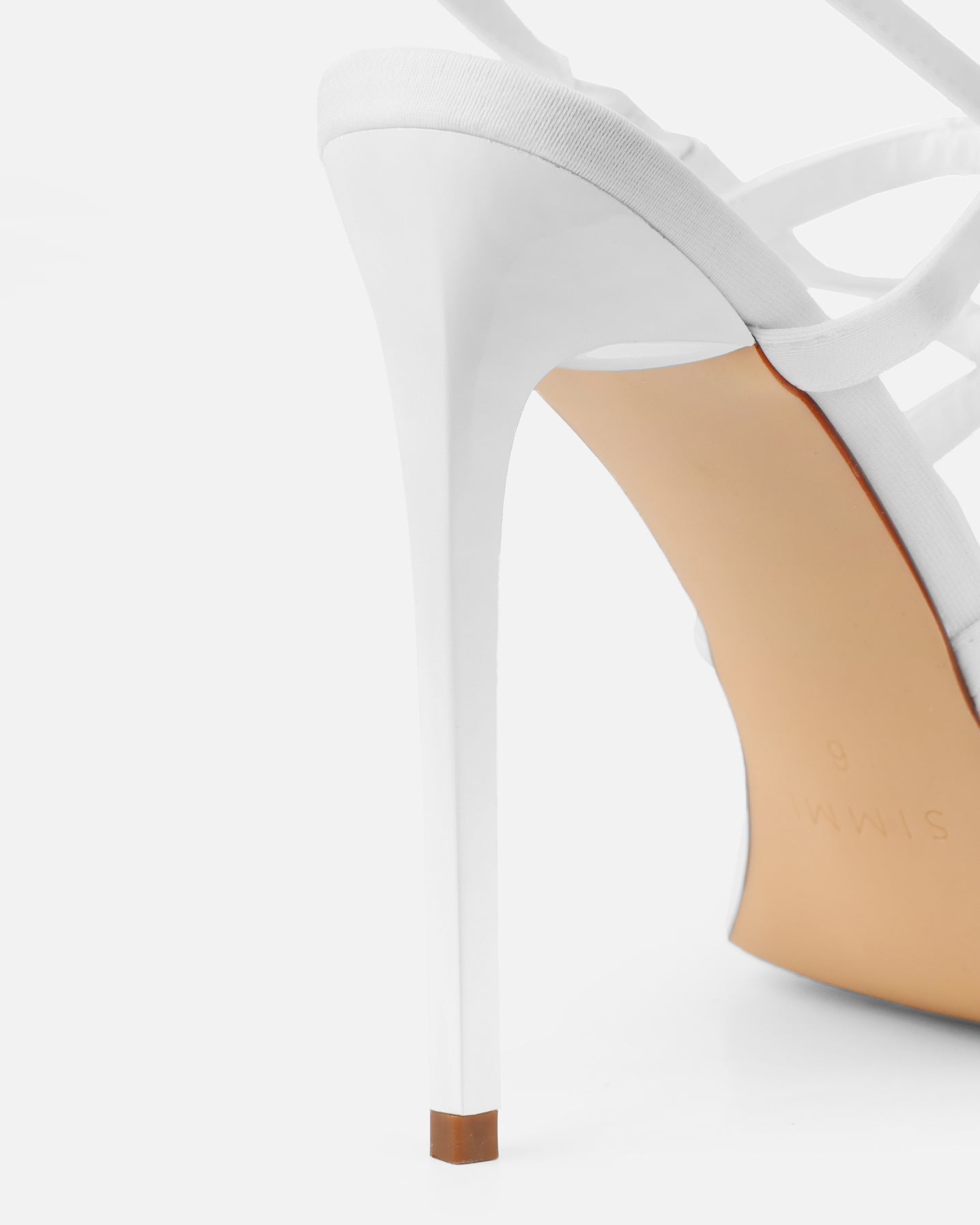Macenna White Lycra Heeled Sandals