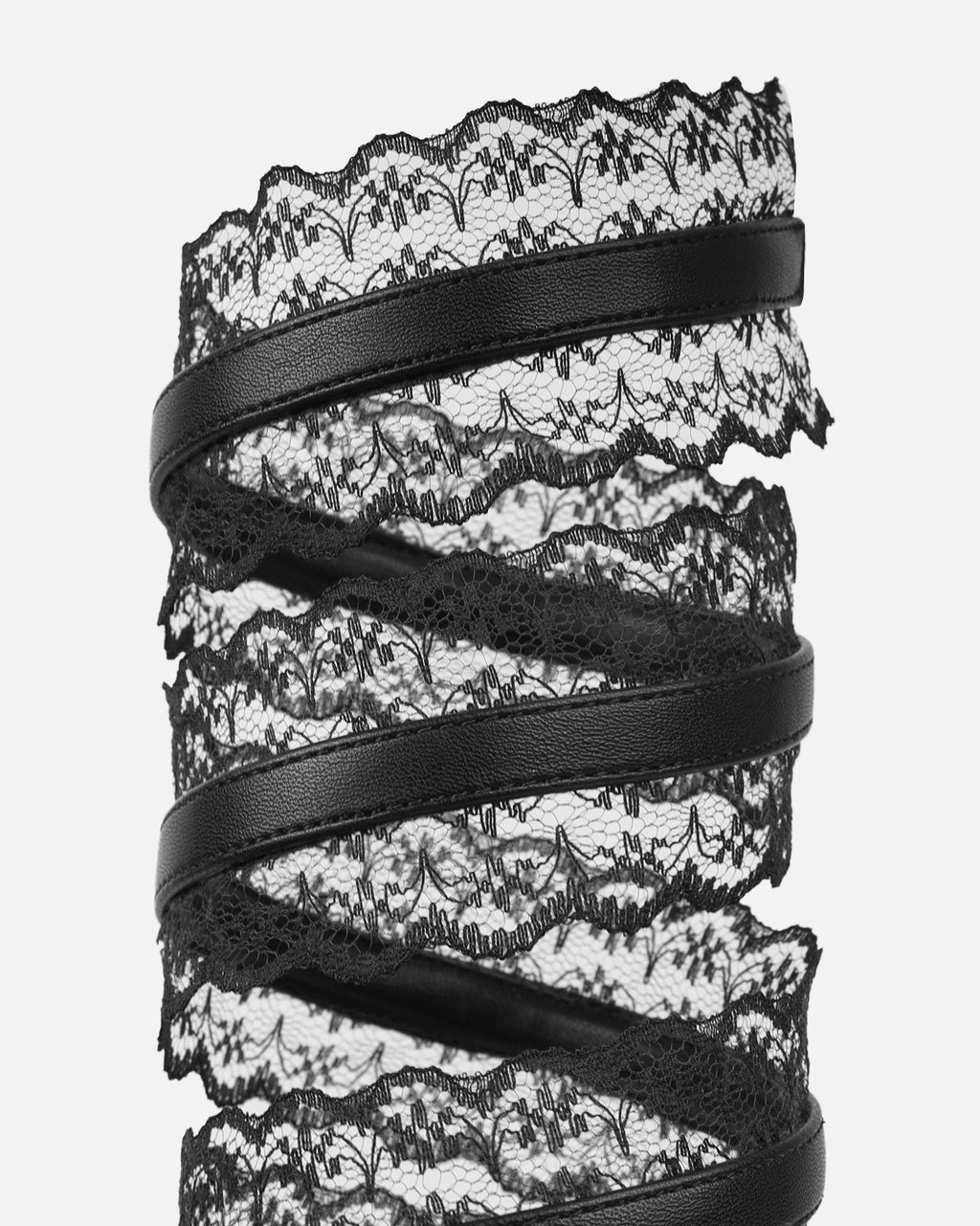 Miko Black Lace Spiral Heeled Sandals