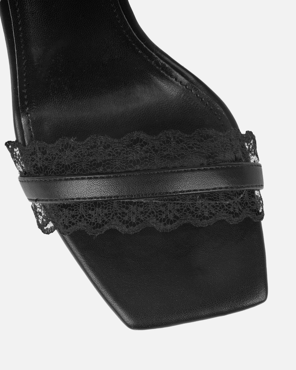 Miko Black Lace Spiral Heeled Sandals