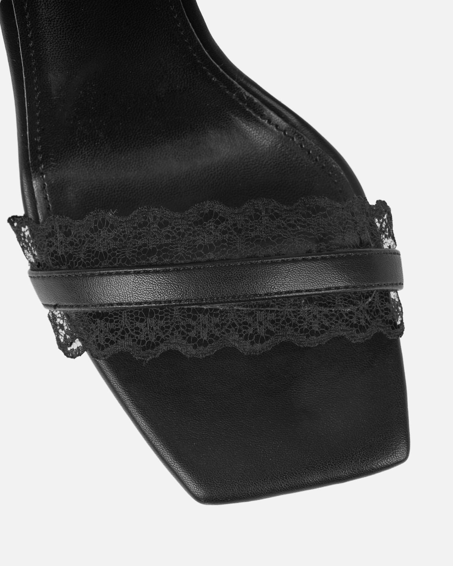 Miko Black Lace Spiral Heeled Sandals