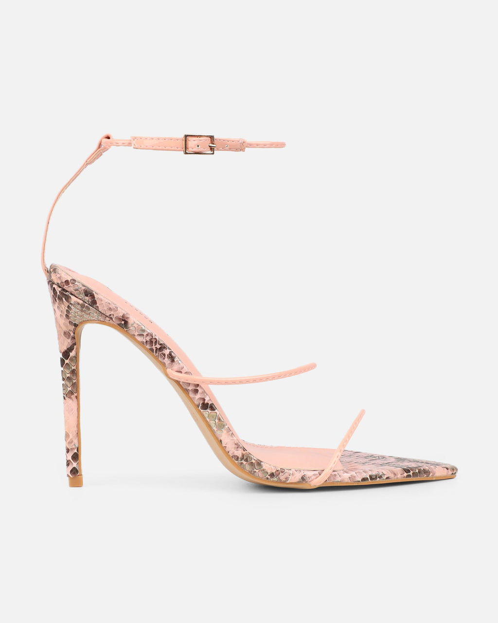 Madia Pink Faux Snake Strappy Heeled Sandals