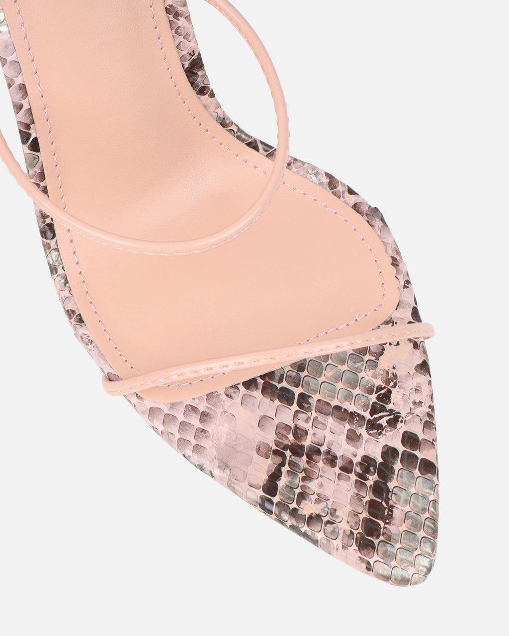 Madia Pink Faux Snake Strappy Heeled Sandals