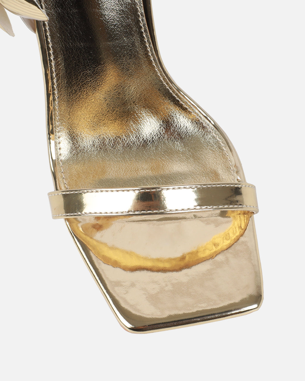 Maldive Gold Mirror Flower Heeled Sandals