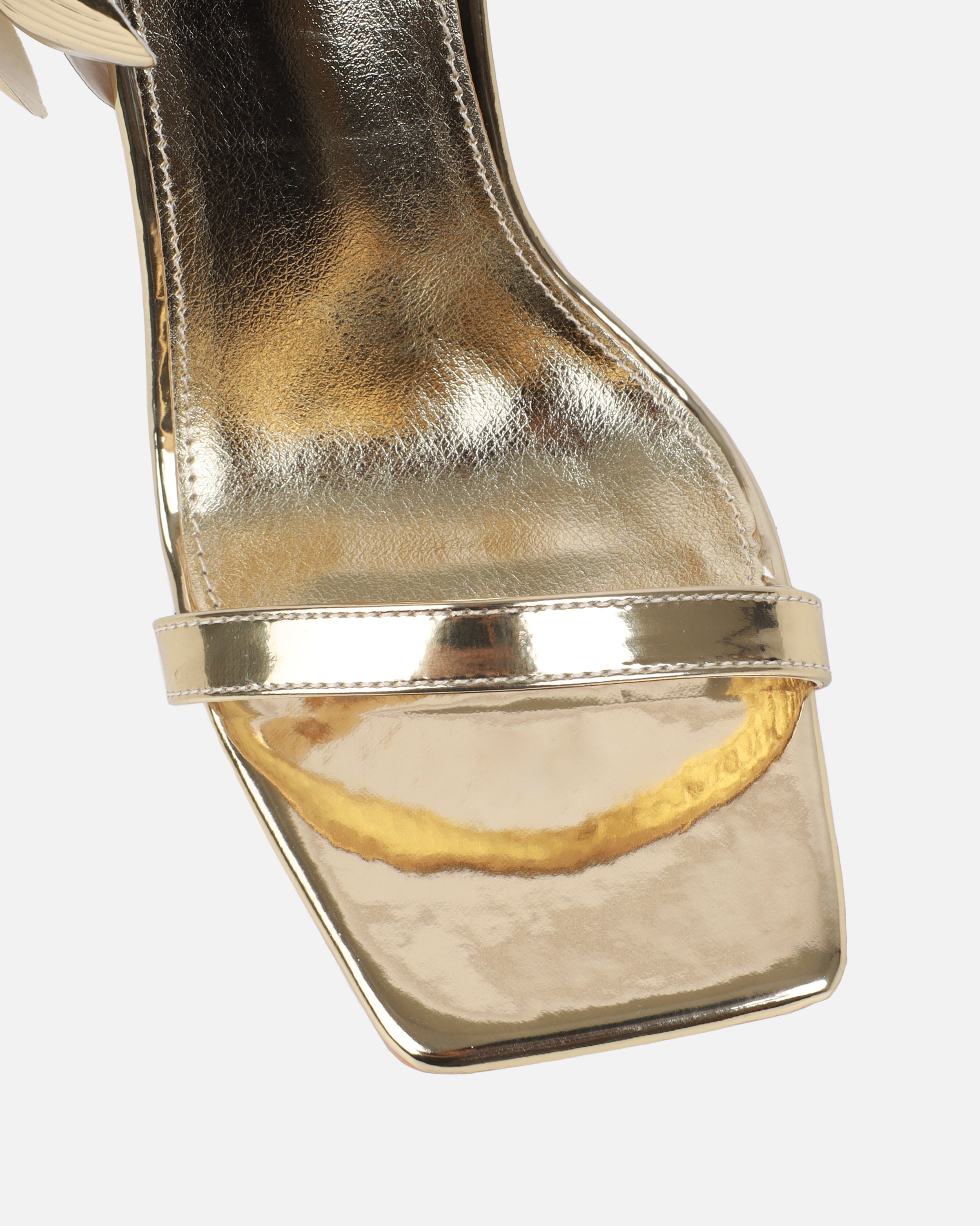 Maldive Gold Mirror Flower Heeled Sandals