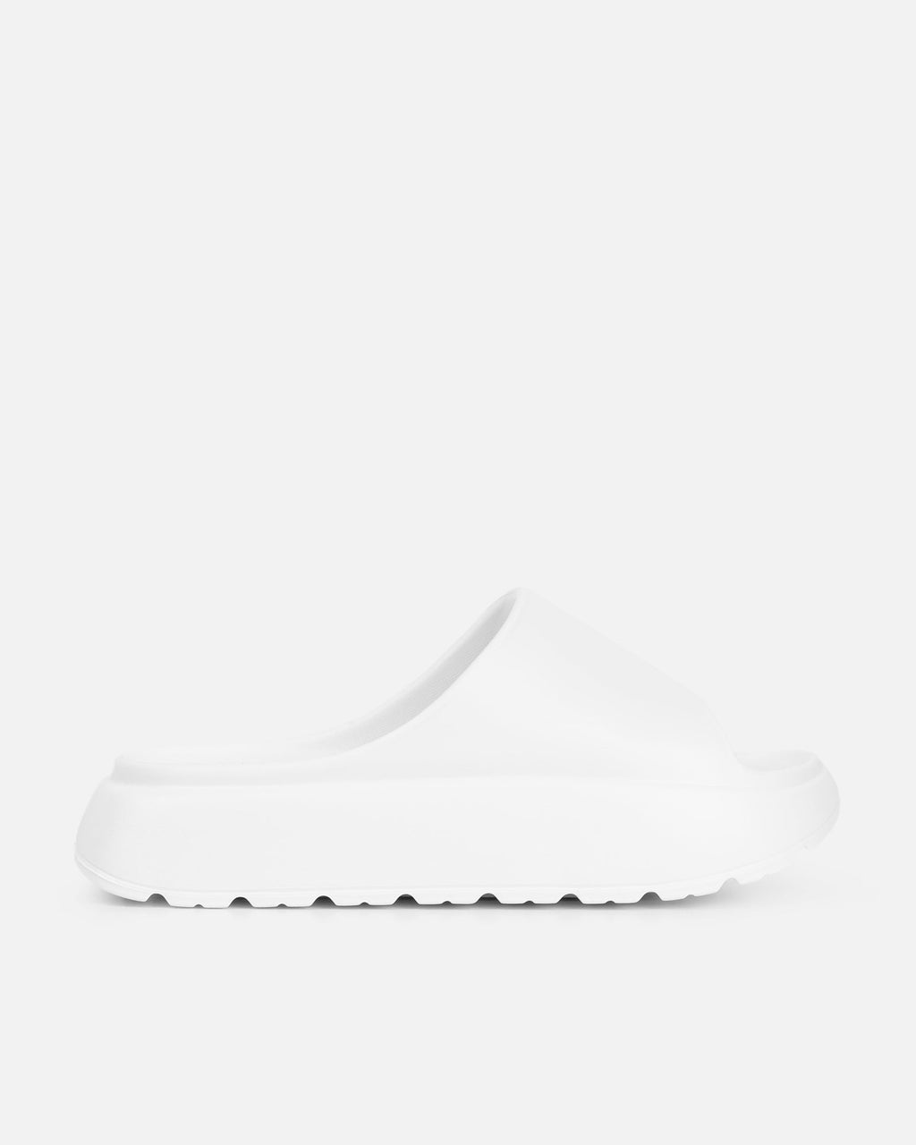 Malu White Flatform Chunky Moulded Sliders