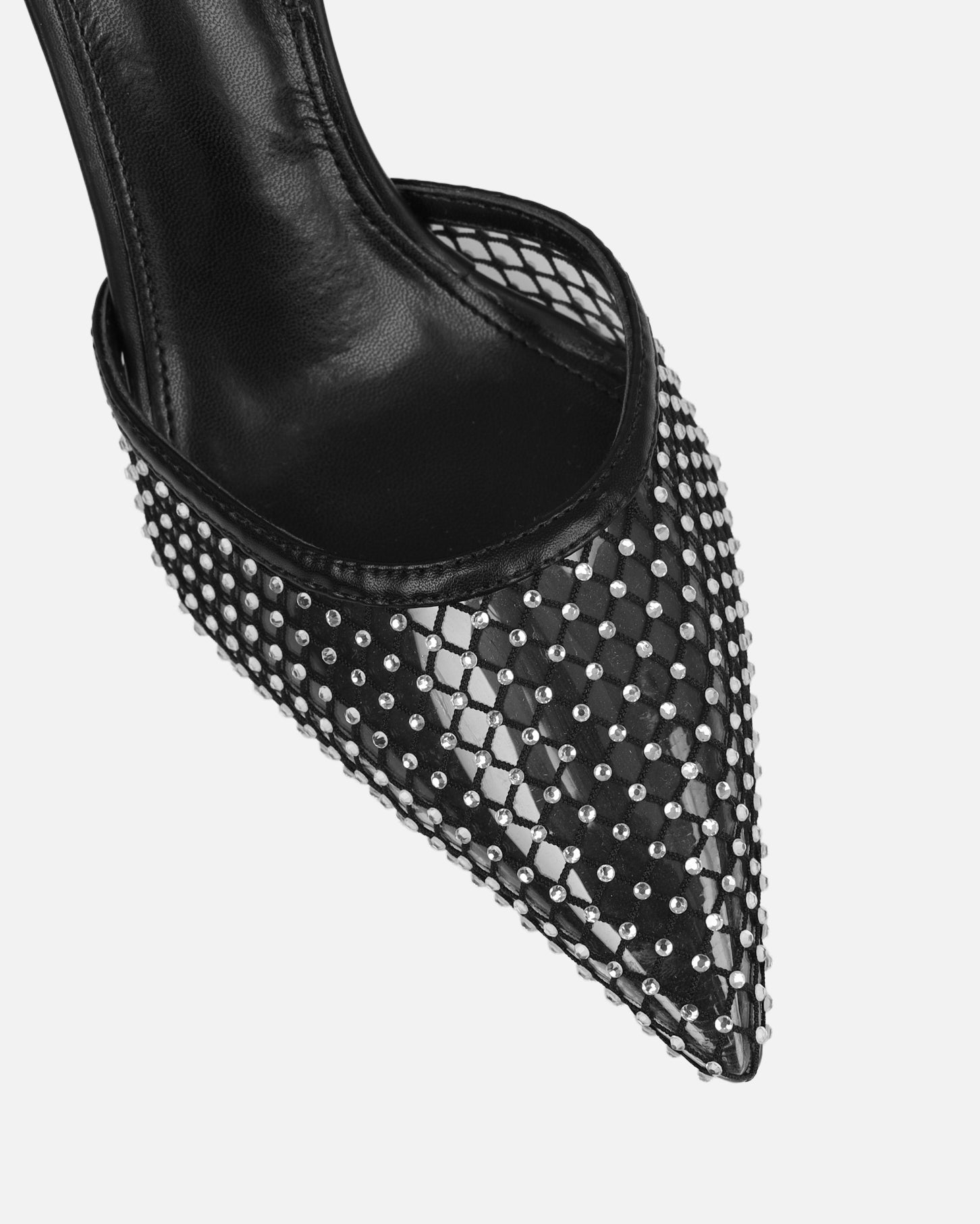 Manni Black Mesh Diamante Heels