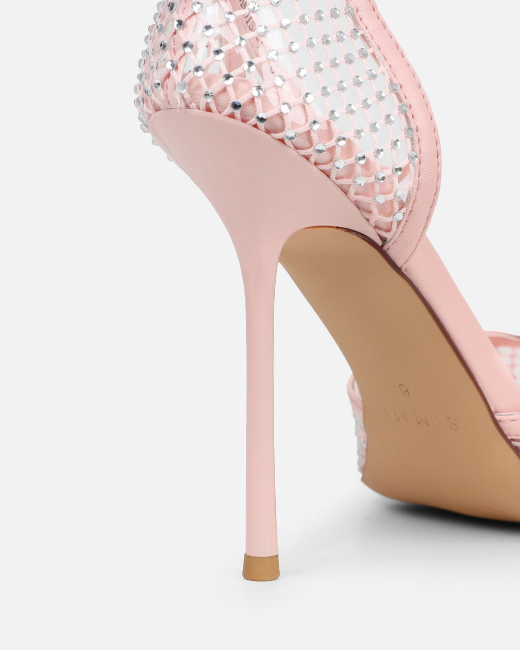 Manni Pink Mesh Diamante Heels