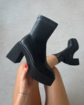 Manuella Black Pu Ankle Boots