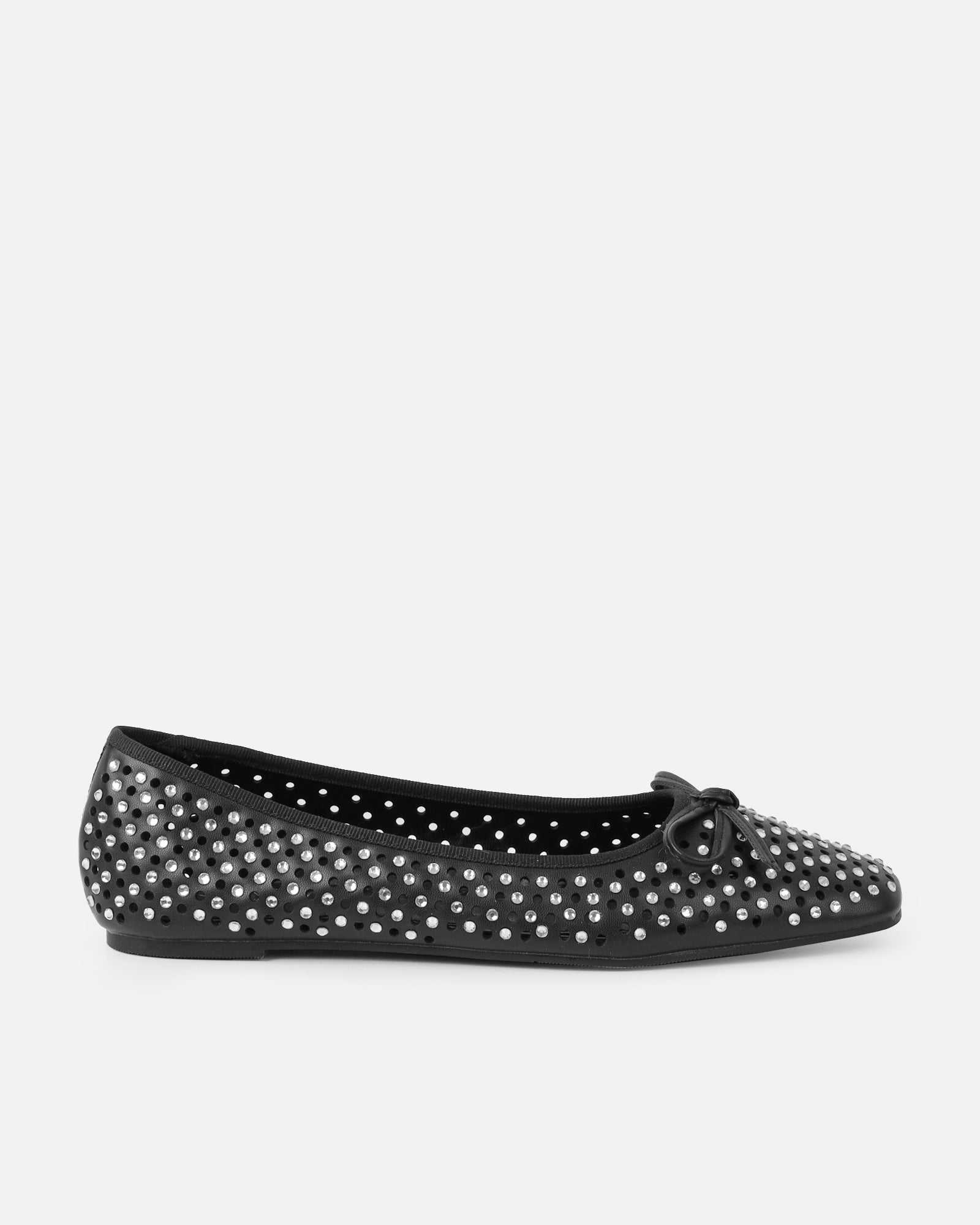 Mariay Black Diamante Ballet Flats