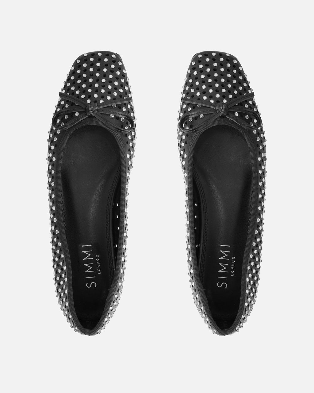 Mariay Black Diamante Ballet Flats