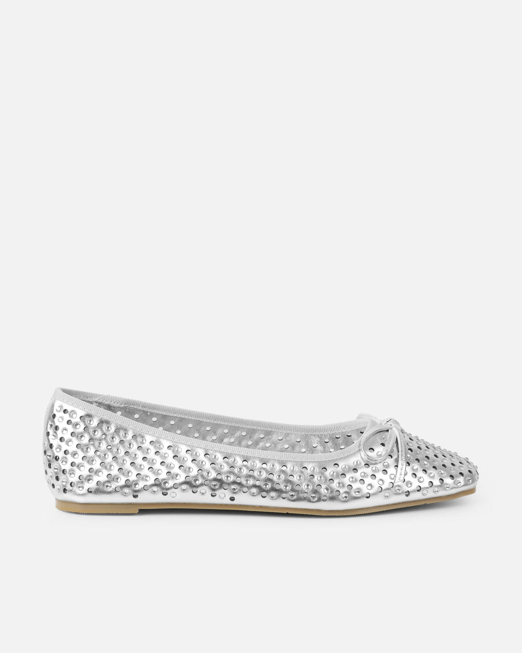 Mariay Silver Diamante Ballet Flats