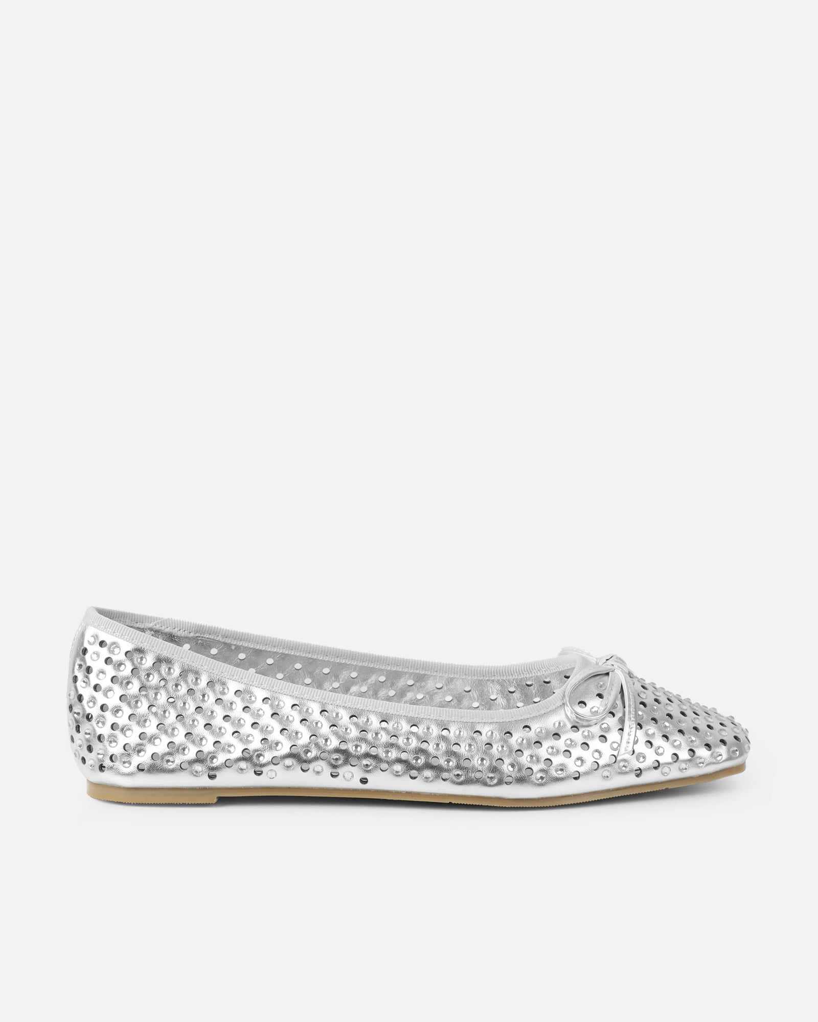 Mariay Silver Diamante Ballet Flats