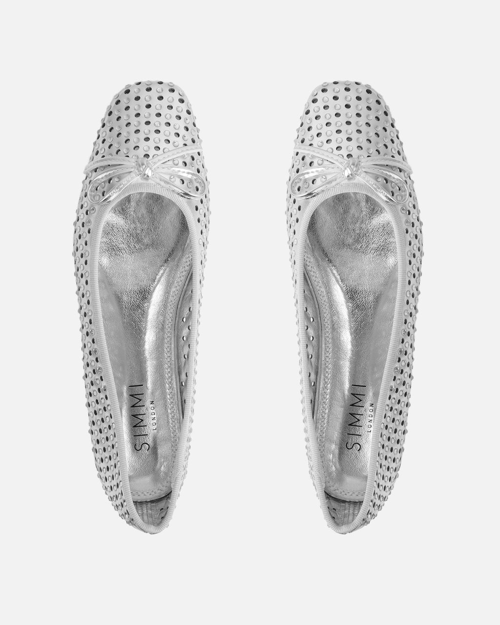 Mariay Silver Diamante Ballet Flats
