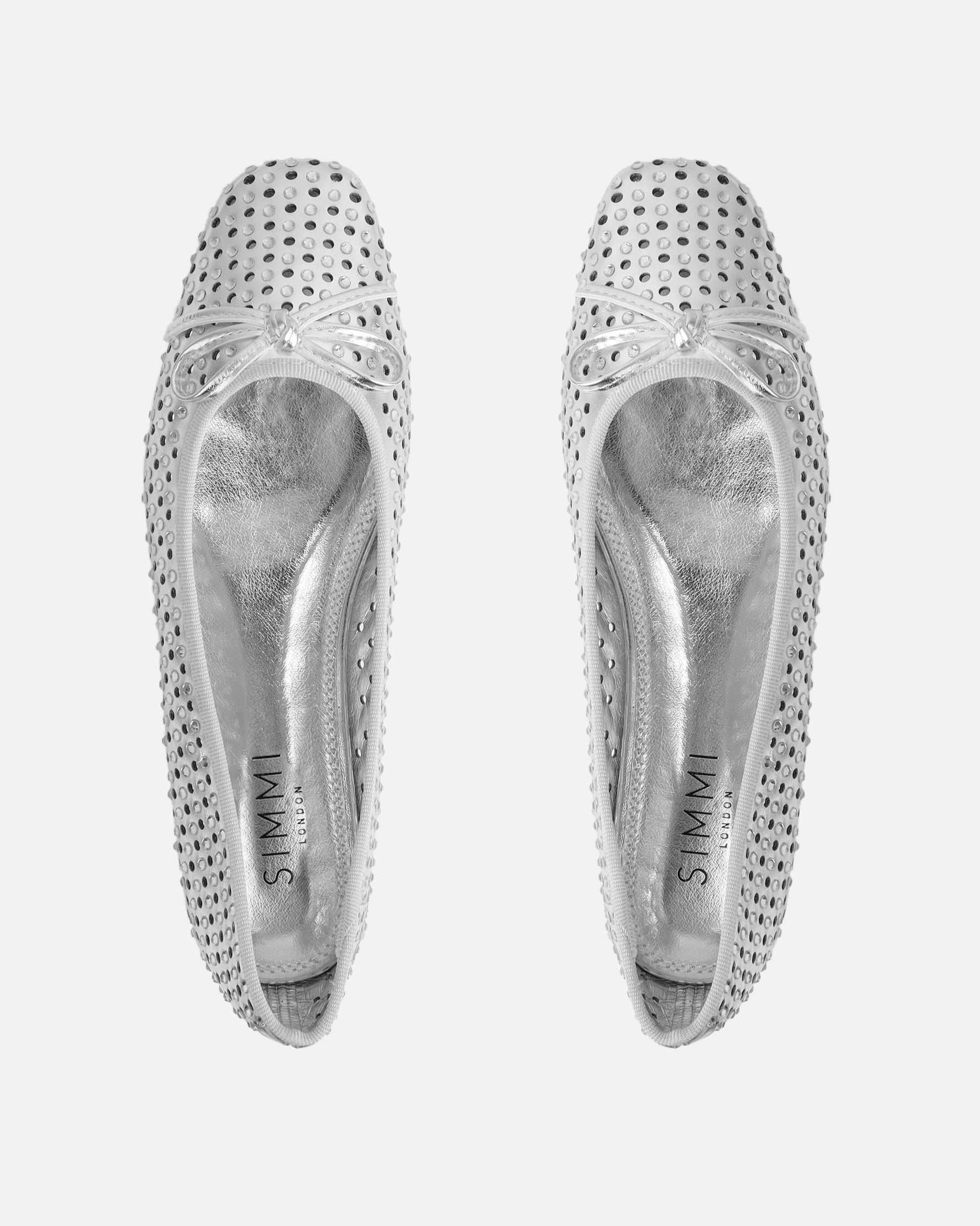 Mariay Silver Diamante Ballet Flats
