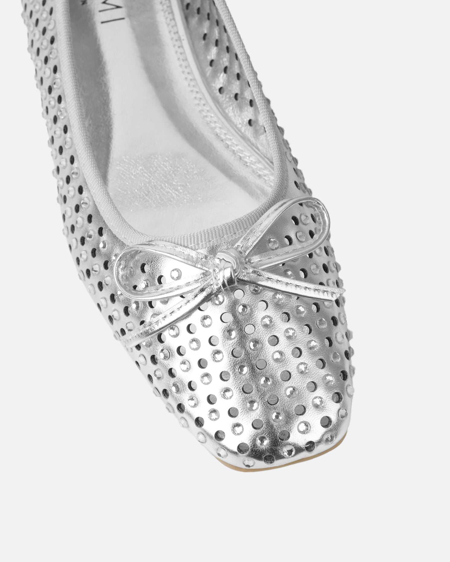 Mariay Silver Diamante Ballet Flats