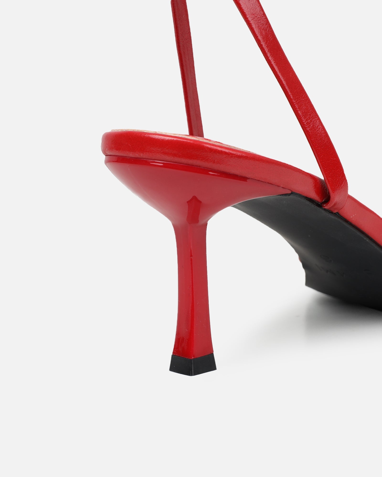 Deanna Red Shiny Toe Thong Low Heeled Sandals