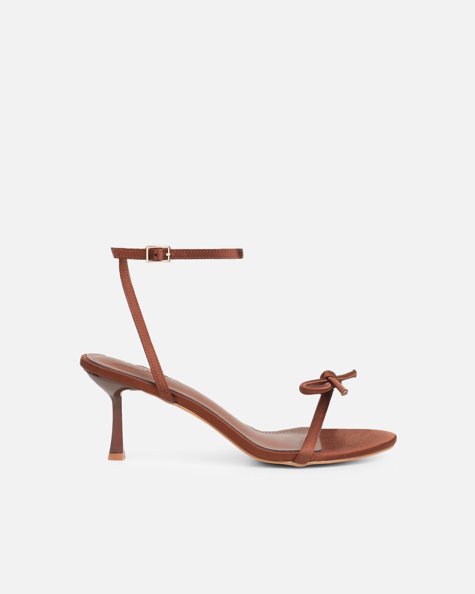Trina Brown Satin Bow Low Heeled Sandals