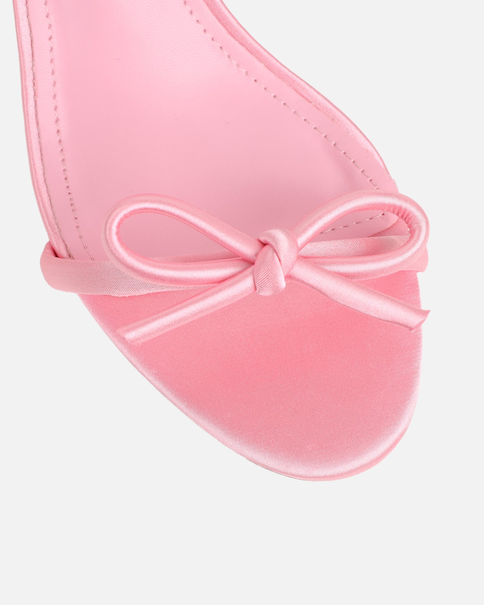 Trina Pink Satin Bow Low Heeled Sandals