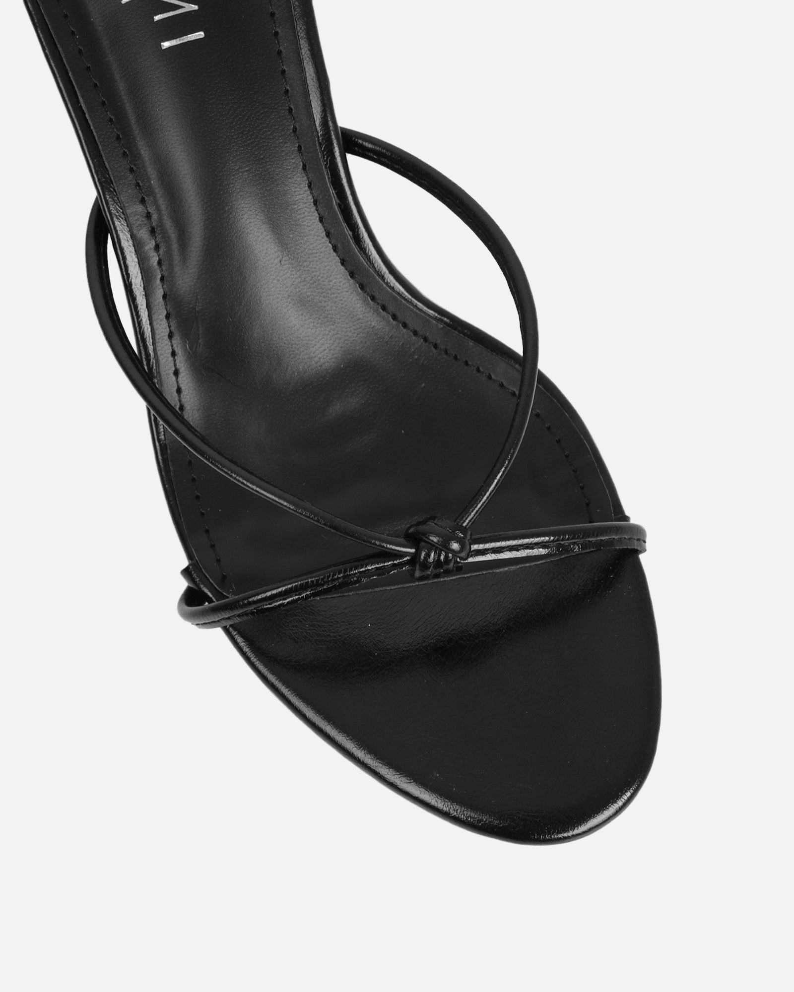 Mines Black Shine Mid Heel Mules