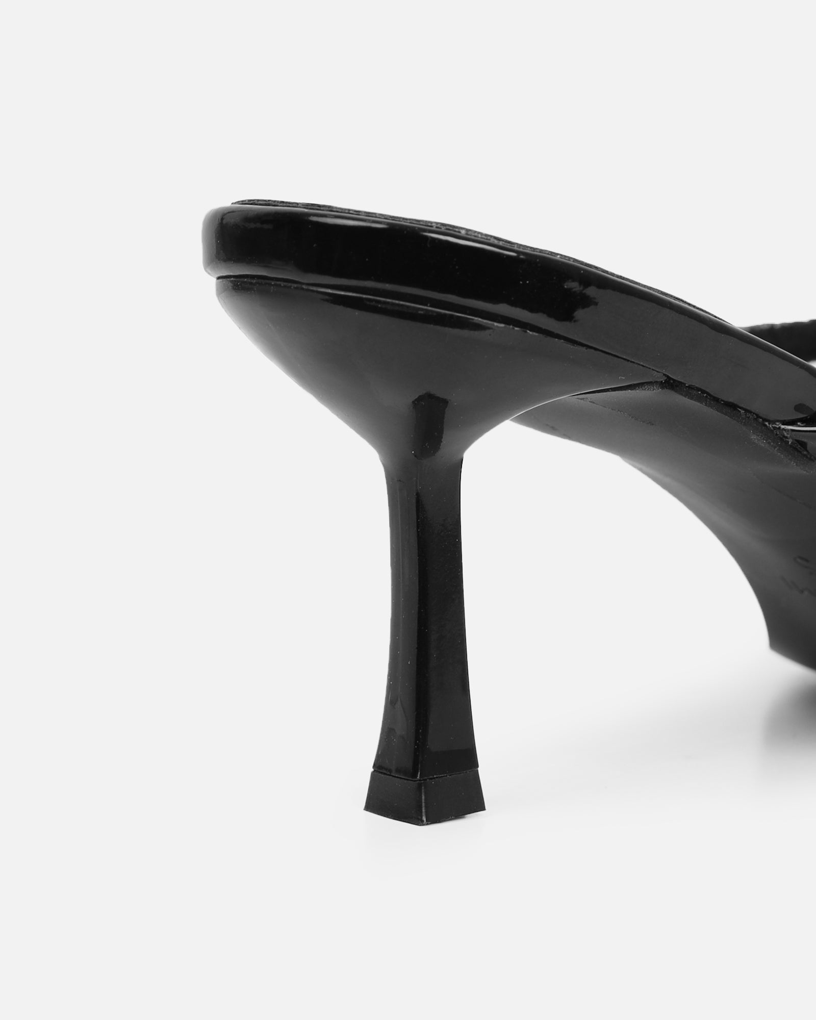 Mefele Black Patent Mid Heel Mules