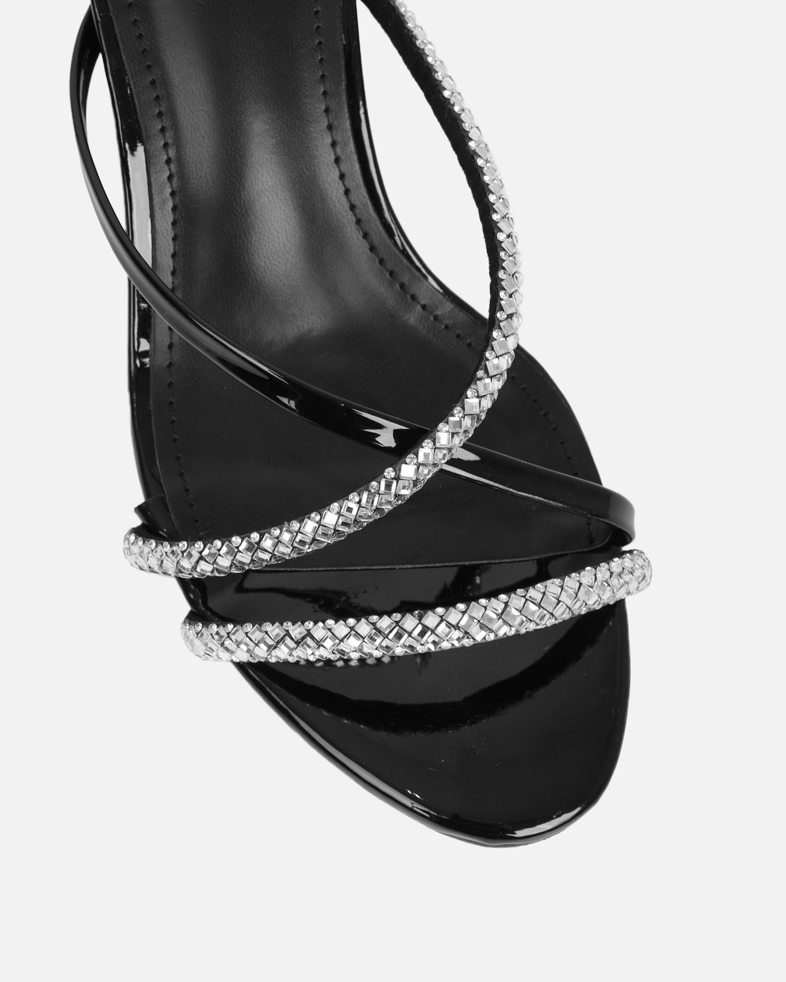 Mefele Black Patent Mid Heel Mules