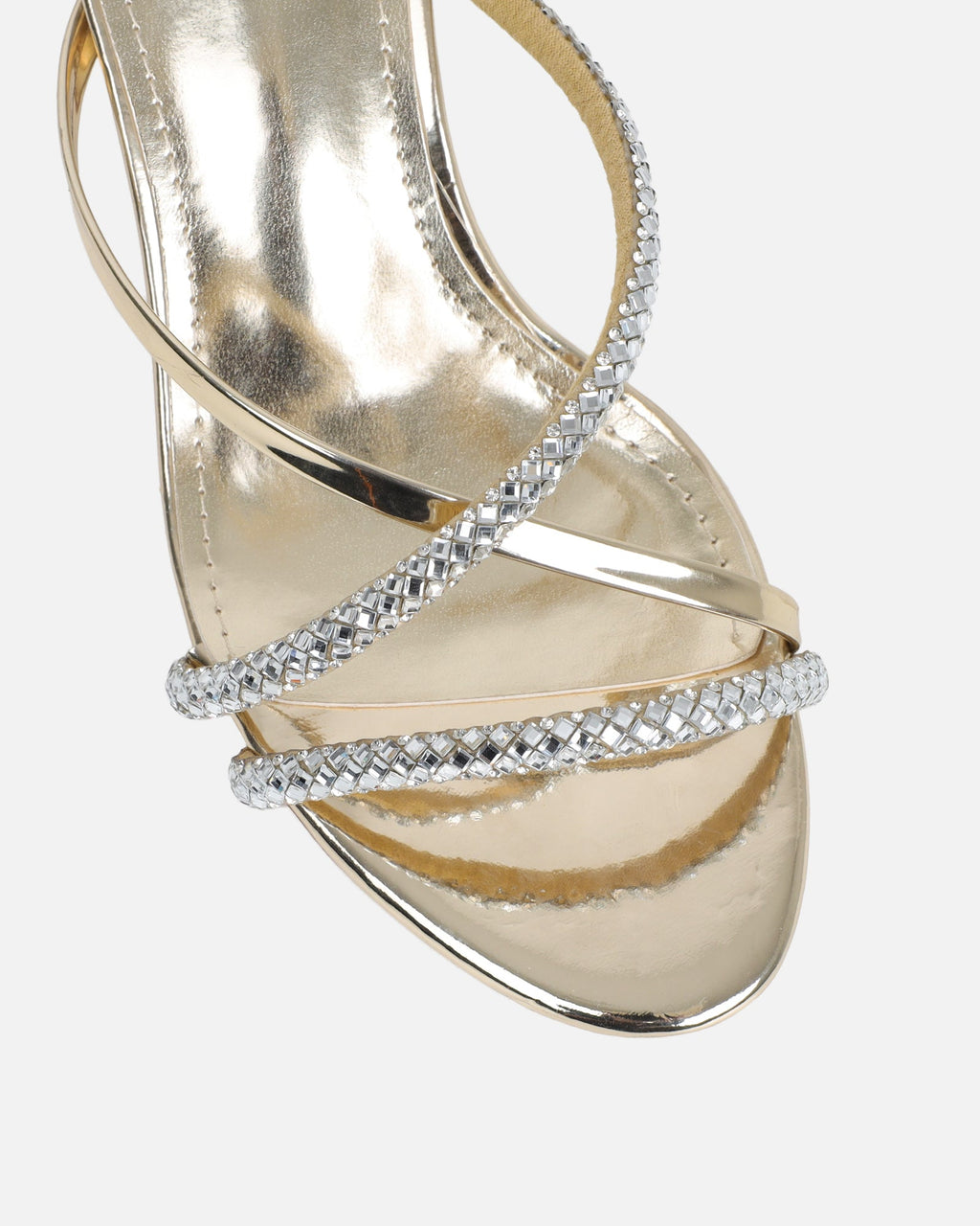 Mefele Gold Mirror Mid Heel Mules