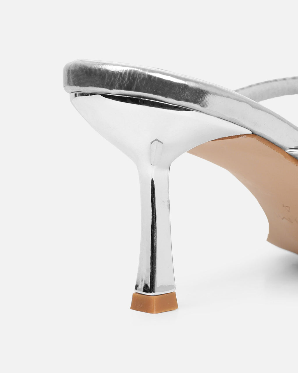 Mefele Silver Mirror Mid Heel Mules