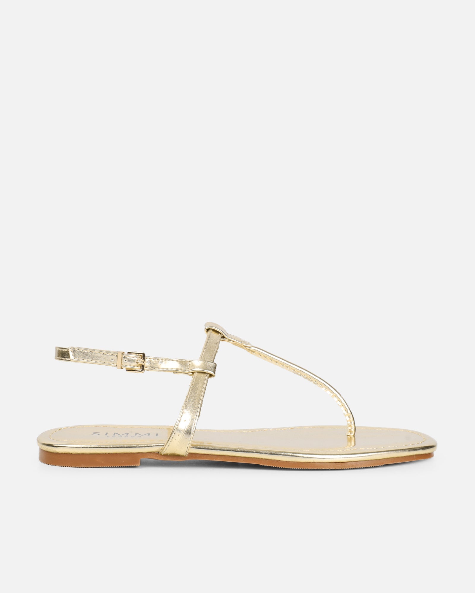 Martinez Gold Metallic Toe Post Flat Sandals