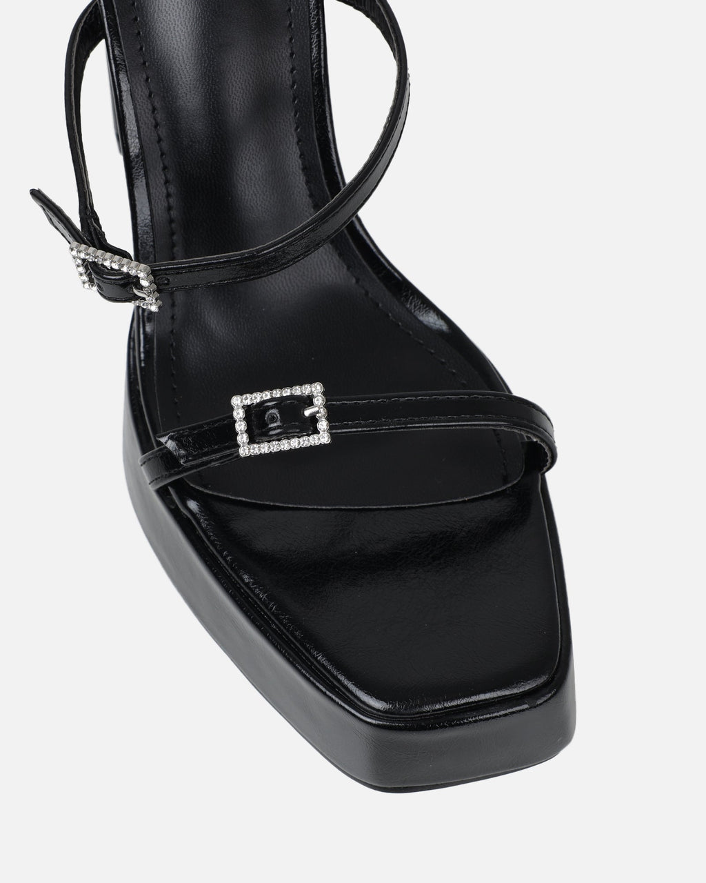 Maura Black Diamante Buckle Platform Sandals