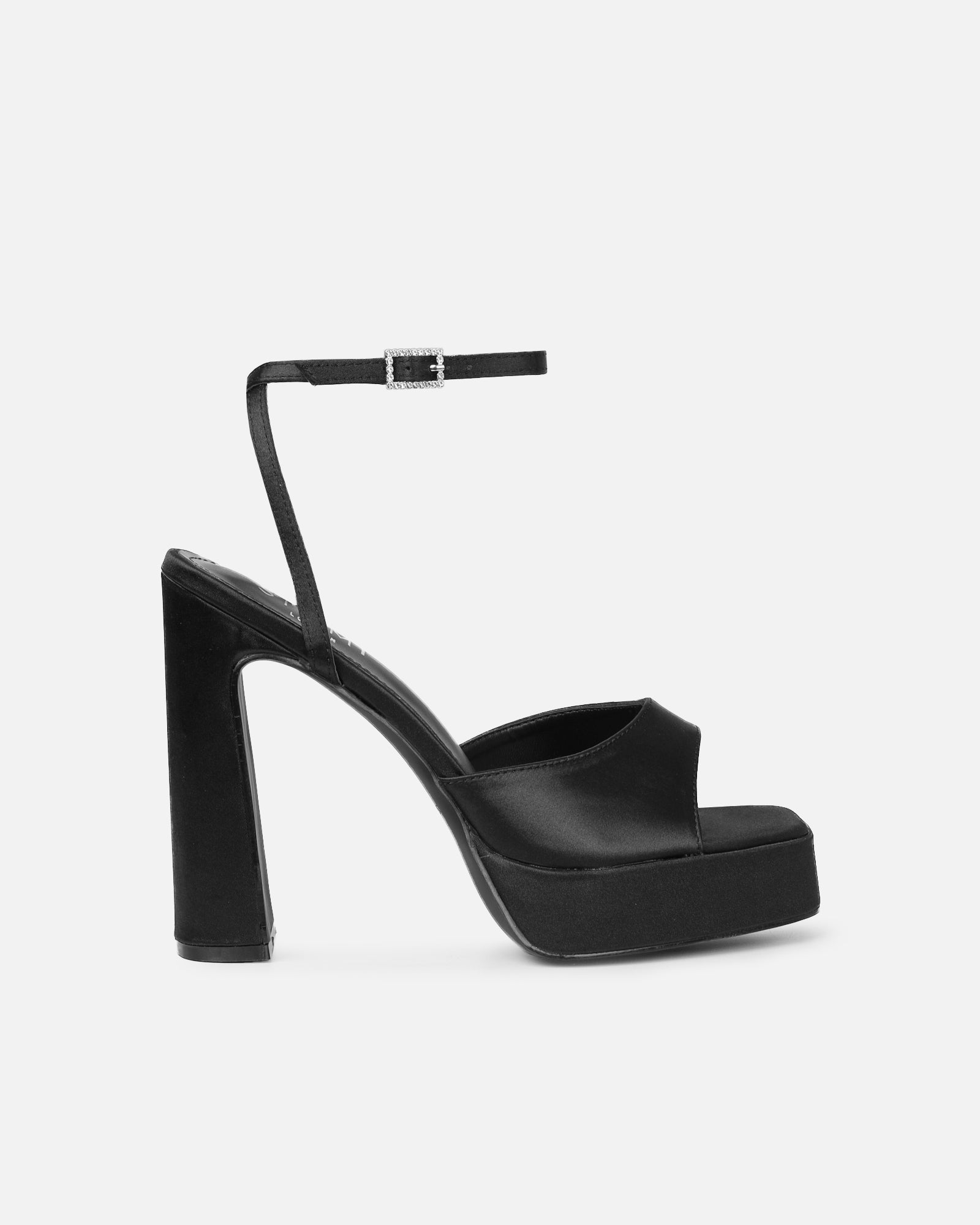 Kamiko Black Satin Platform Sandals