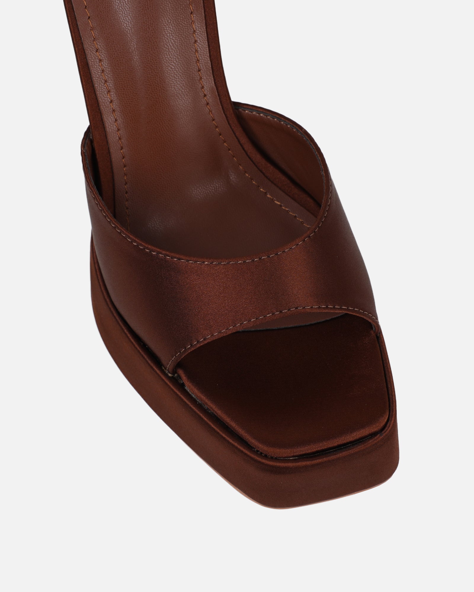 Kamiko Chocolate Brown Satin Platform Sandals