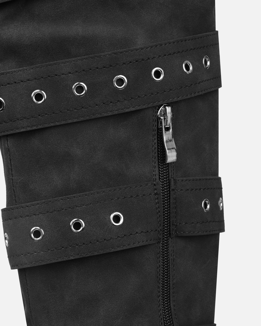 Maxton Black Nubuck Multi Buckle Thigh High Boots