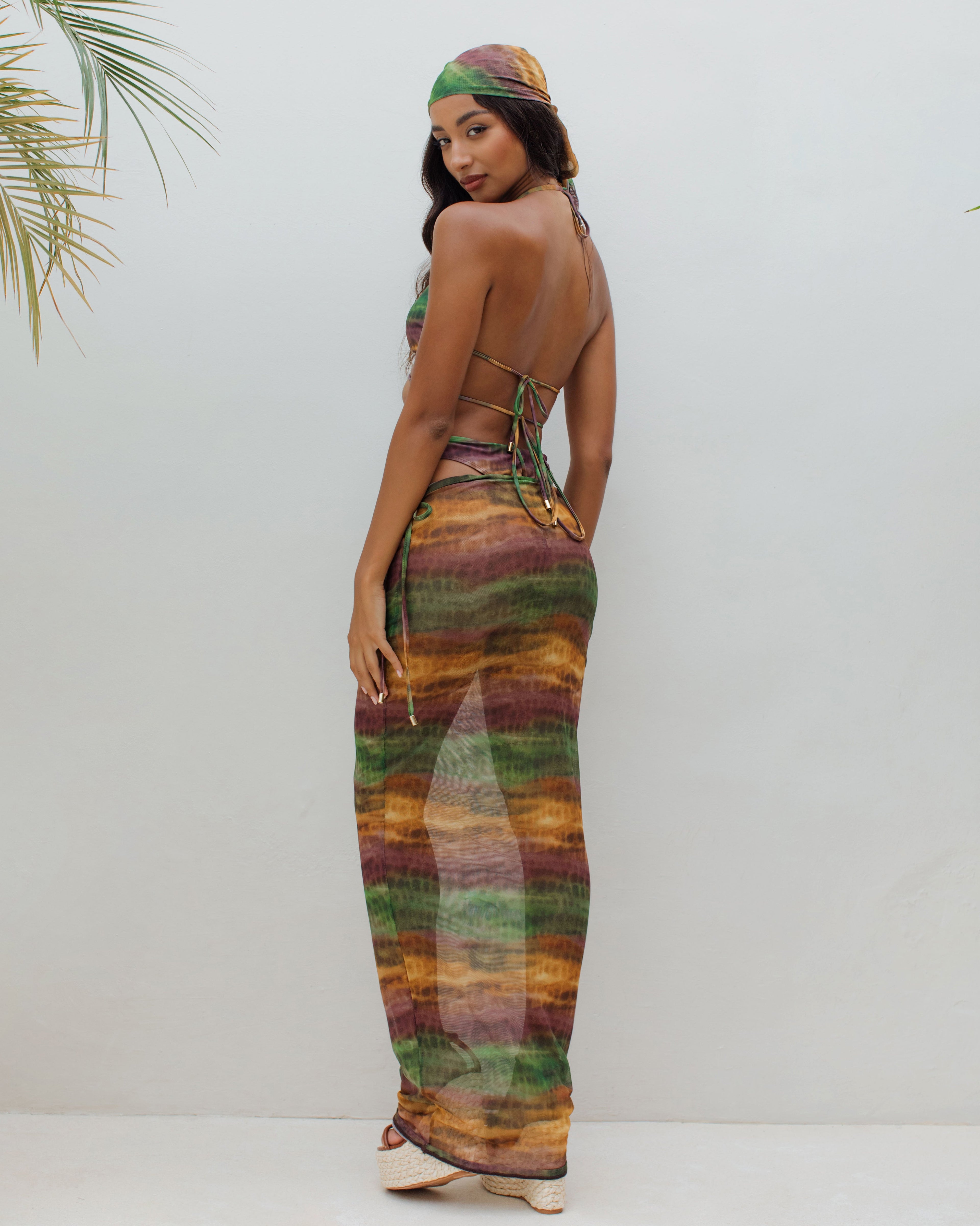 Maya Animal Print Mesh Maxi Skirt